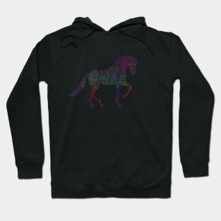 Horse Animal Silhouette Shape Text Word Cloud Hoodie